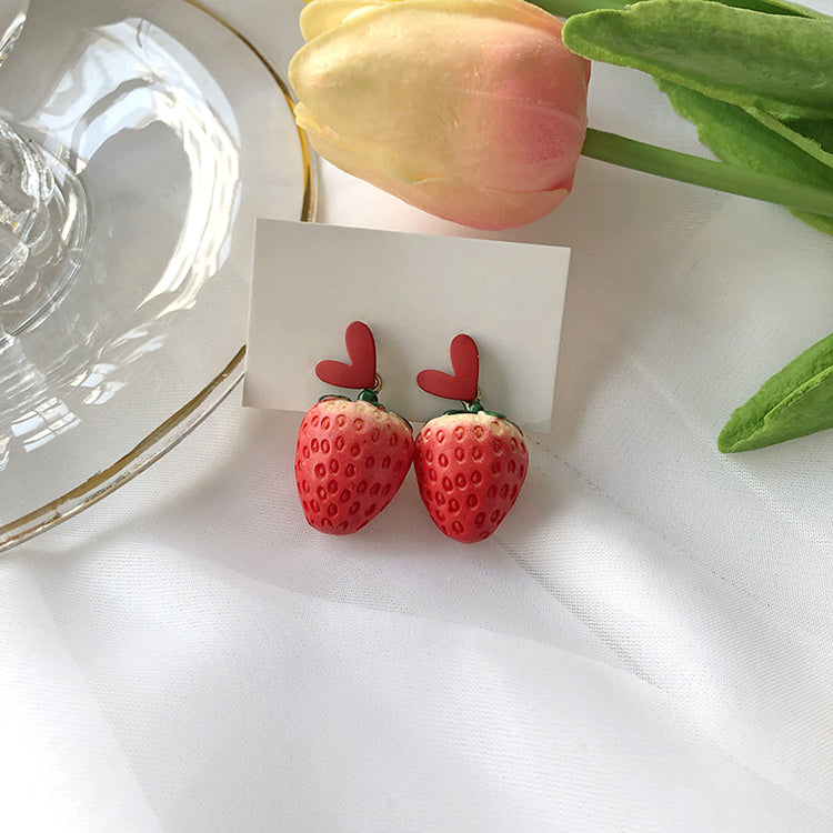Red Strawberry Fruit Stud Ersatile Earrings