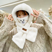Bear mask scarf hat warm set