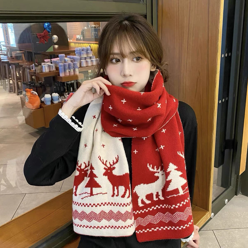 New Year Christmas Warm Knitted Scarf