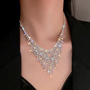 Tassel sparkling diamond prom necklace