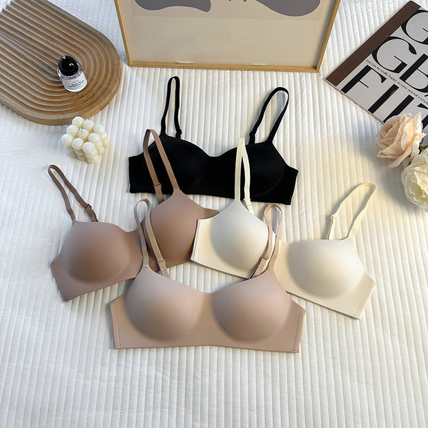 Fixed strap no steel ring thin push up lingerie bra