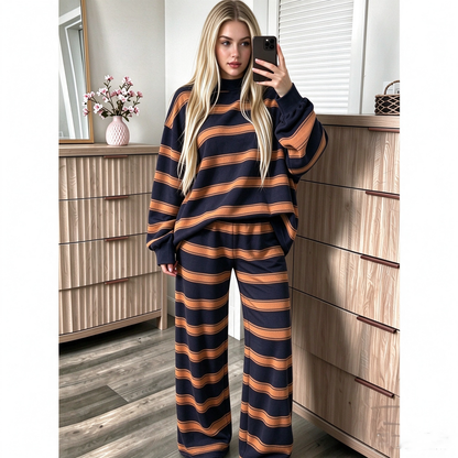 Stylish Casual Striped Print Set