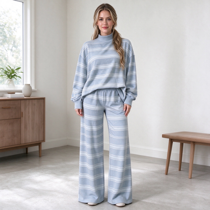 Stylish Casual Striped Print Set