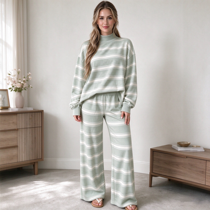 Stylish Casual Striped Print Set