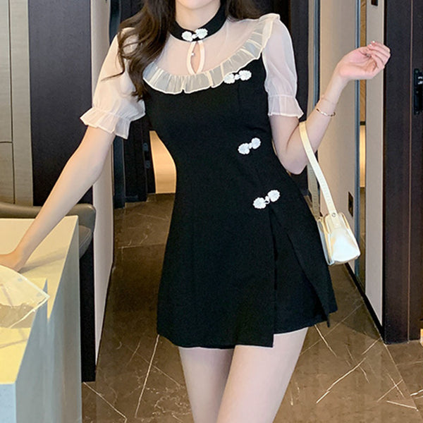 Short pants improvement cheongsam dress set