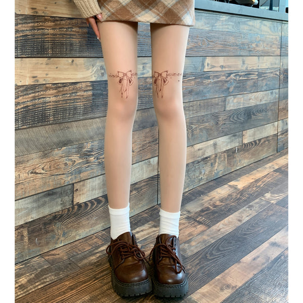 Bow Printed Stockings Any Cut Pantyhose