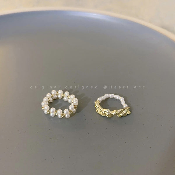 Irregular Pearl Elastic Set Exquisite Index Finger Ring