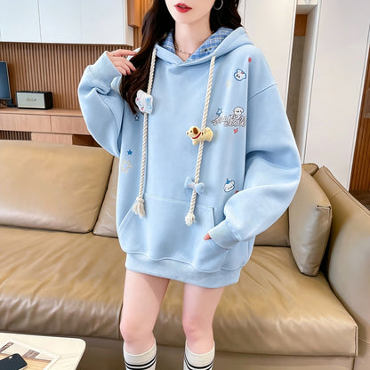 Fashionable Plus Size Long-Sleeved Hooded Sweatshirt