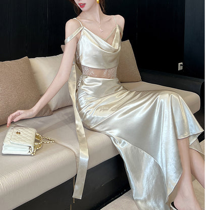 Lace-Trimmed Slip Dress