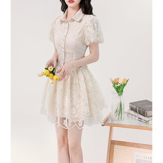 Niche Puff Sleeve Lace Princess Dress