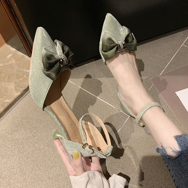 One Word Buckle Sandals Solid Color High Heels