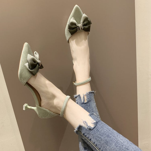 One word buckle sandals solid color high heels