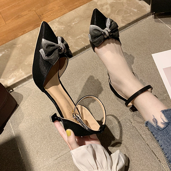 One word buckle sandals solid color high heels