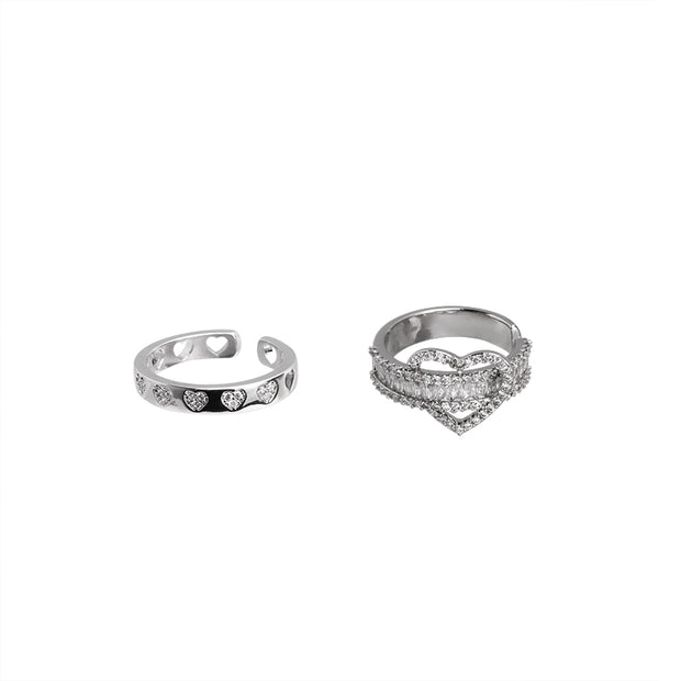 Love Heart Hollow Zircon Open Exquisite Index Finger Ring