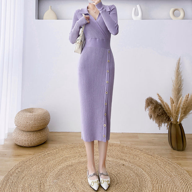 Bodycon Over-The-Knee Hip-Covering Knitted Dress