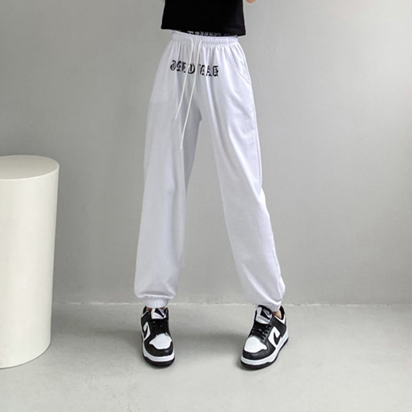 Letter Cropped Top Sports Double Waist Pants