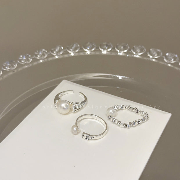 Natural Freshwater Pearl Broken Silver Open Index Finger Ring