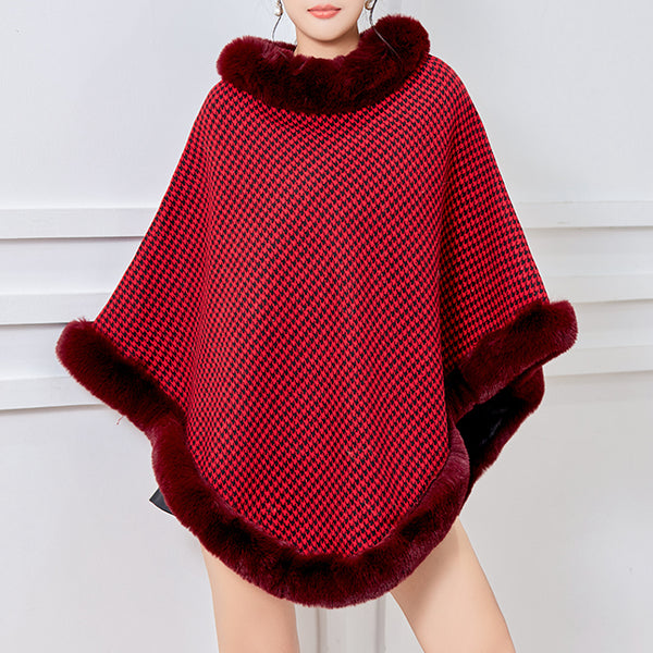 Shawl Plus Velvet Coat Scarf Knitted Cape