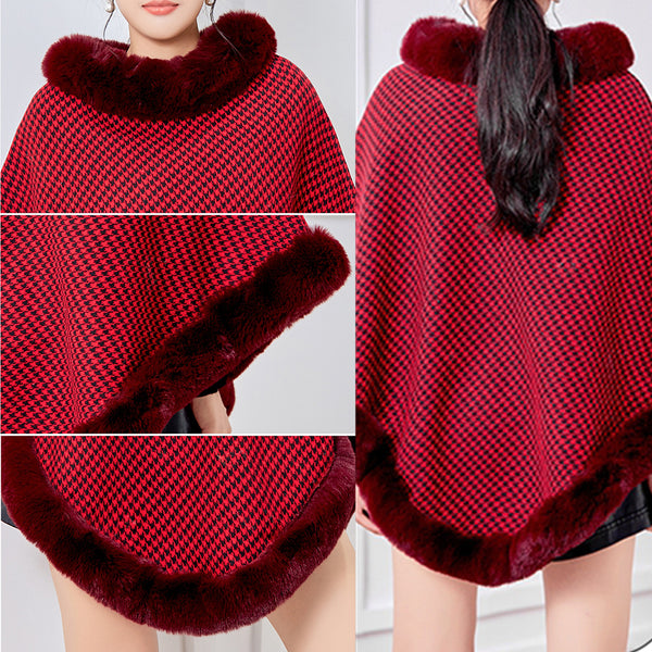 Shawl Plus Velvet Coat Scarf Knitted Cape