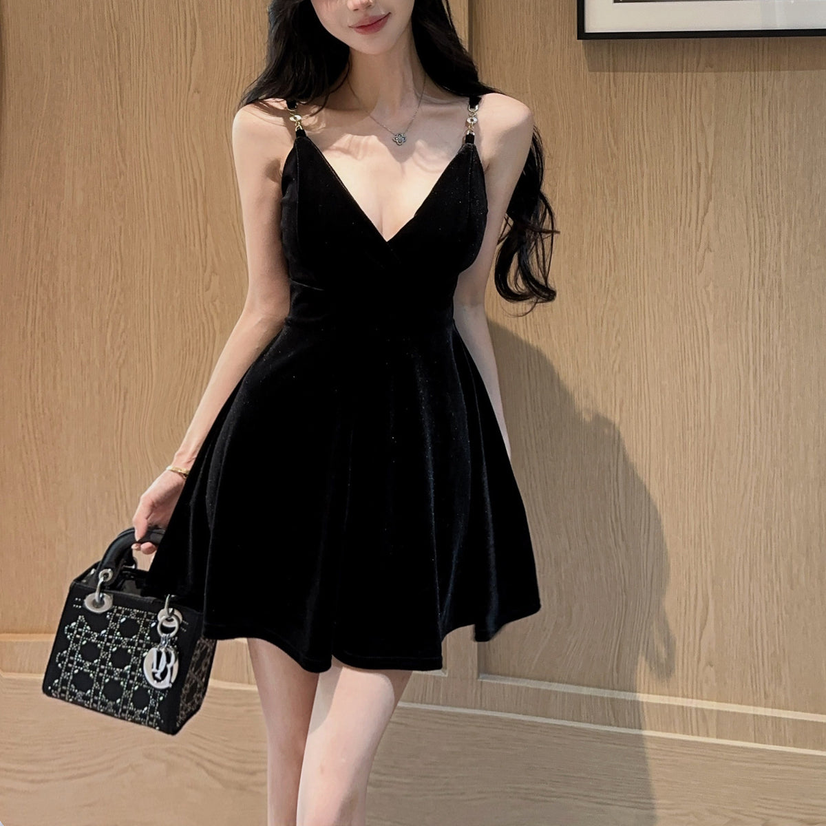 Sexy Gold Velvet Dress