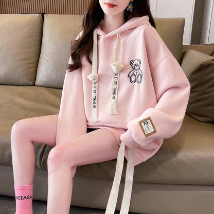 Winter Fleece Hooded Embroidered Sweatshirt