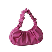 Wrinkled cloud solid color shoulder handbag
