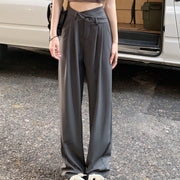 Straight length pants high waist wide leg suit pants