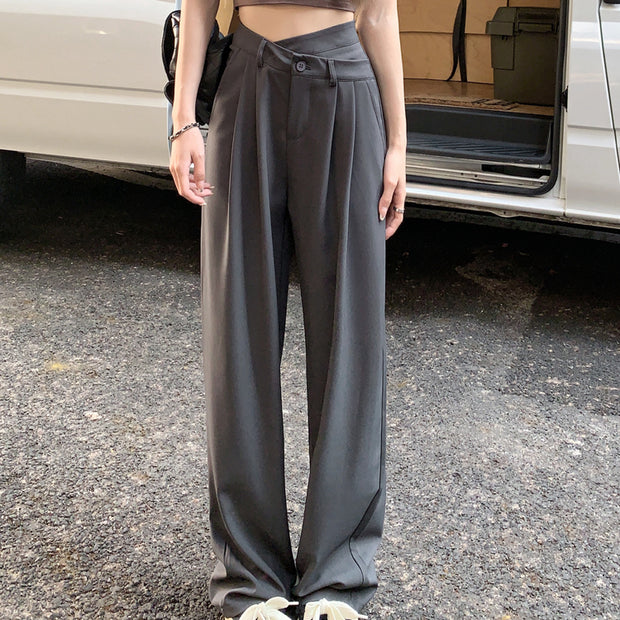 Straight length pants high waist wide leg suit pants