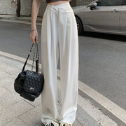 Straight length pants high waist wide leg suit pants