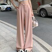 Straight length pants high waist wide leg suit pants