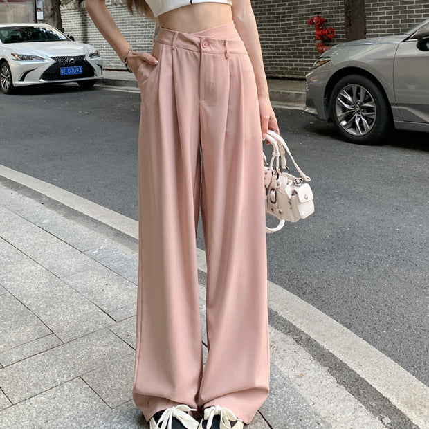 Straight length pants high waist wide leg suit pants