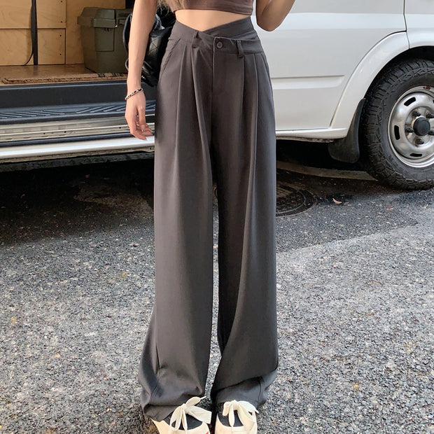 Straight length pants high waist wide leg suit pants
