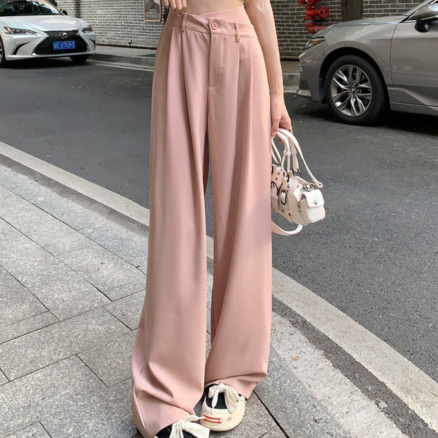 Straight length pants high waist wide leg suit pants