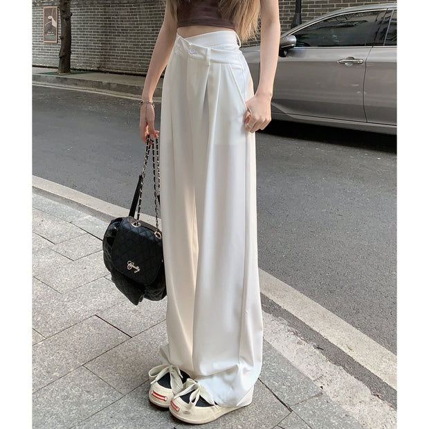 Straight length pants high waist wide leg suit pants
