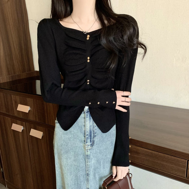 Puff Long Sleeve Knitted Inner Top Sweater