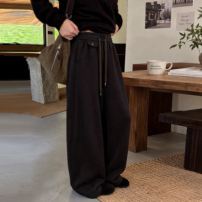 Lazy Style Drawstring Wide-Leg Sweatpants