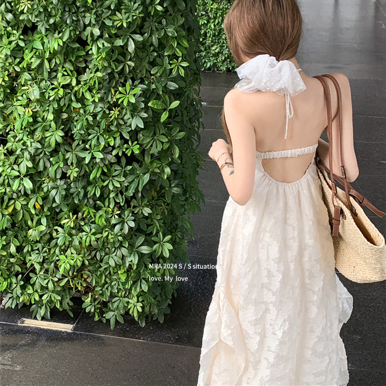 Backless Halter Vacation Dress