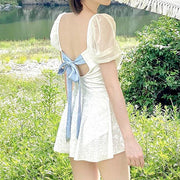 One piece swimsuit set backless resort swimwear