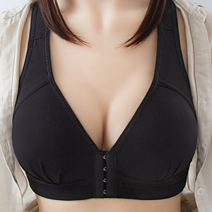 Large Size Non-Wired Front Buckle Cotton Bra Push-Up Underwear