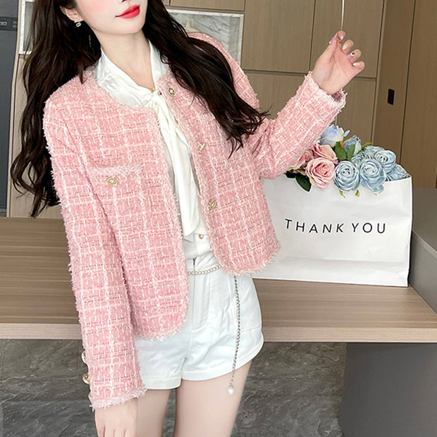 Stylish pink French tweed jacket