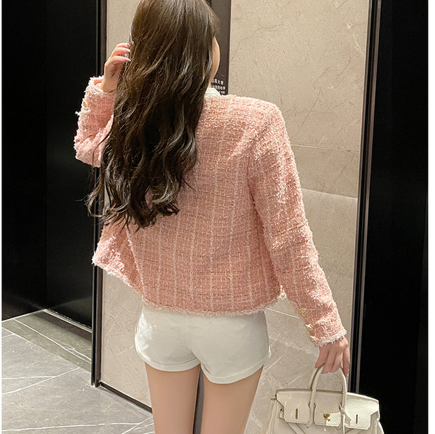 Stylish pink French tweed jacket