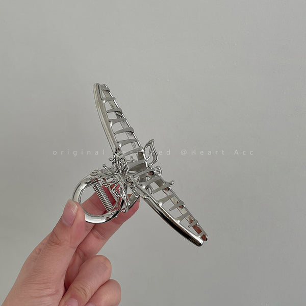 Silver Butterfly Shark Metal Clip Large Hair Accessories