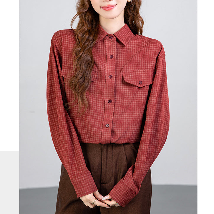 Retro Long-Sleeved Plaid Shirt