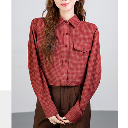 Retro Long-Sleeved Plaid Shirt