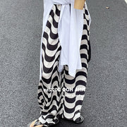 Zebra print all-match striped wide-leg pants