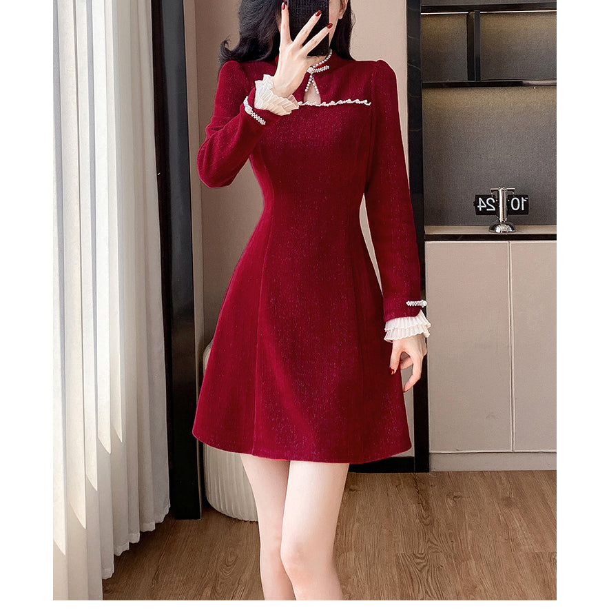 Corduroy Pearl Button Dress