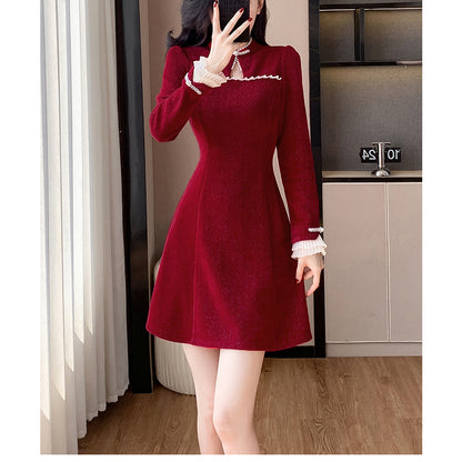 Corduroy Pearl Button Dress