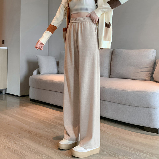 Wide-leg pants high waist straight cashmere trousers