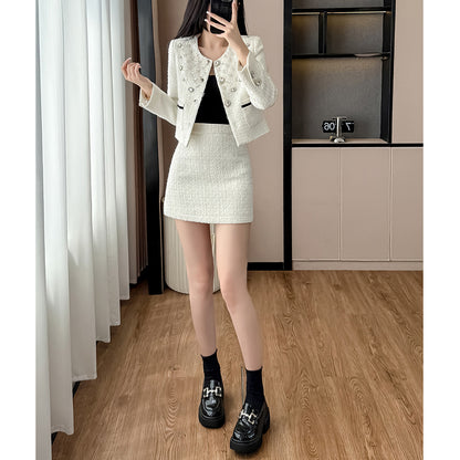 Embroidered Diamond And Beaded Fashionable Two-Piece Suit