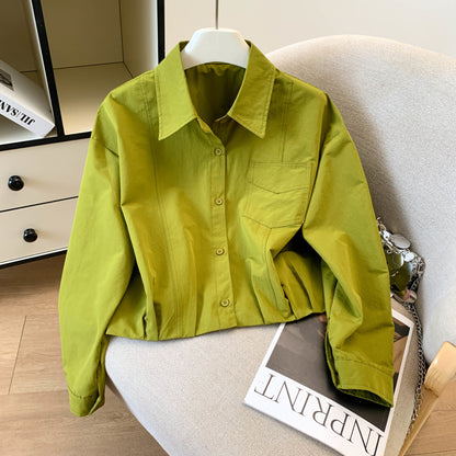 Long-Sleeved Pure Cotton Shirt With A Shawl